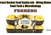 Ferrero Rocher Food Safety Job – Hiring Biotech, Food Tech & Microbiology Ferrero Rocher India Job