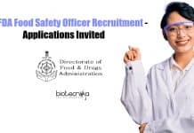 Govt FDA Food Safety Officer Recruitment – Applications Invited Govt FDA Food Safety
