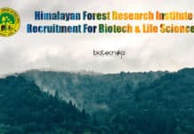 Himalayan Forest Research Institute Recruitment For Biotech & Life Sciences HFRI Jobs