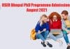 IISER Bhopal PhD Programme Admissions August 2021 IISER-Bhopal PhD Admissions 2021