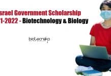 Israel Government Scholarship 2021-2022 – Biotechnology & Biology Israel Government Scholarship 2021-2022