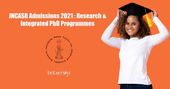 JNCASR Admissions 2021