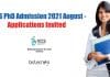 NCCS PhD 2021 Admission
