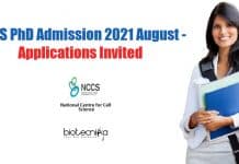 NCCS PhD Admission 2021 August – Applications Invited NCCS PhD 2021 Admission