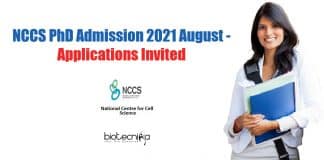 NCCS PhD 2021 Admission