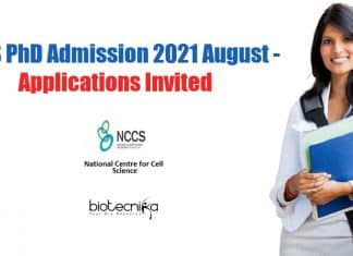 NCCS PhD 2021 Admission
