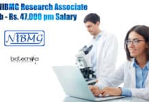 Govt NIBMG Research Associate Job – Rs. 47,000 pm Salary NIBMG Jobs -