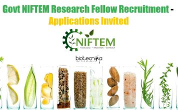 Govt NIFTEM Research Fellow Recruitment – Revised Application Procedure NIFTEM Research Fellow Recruitment