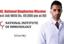 BIRAC, National Biopharma Mission Project Job With Rs. 49,000 pm at NII NII Delhi Jobs