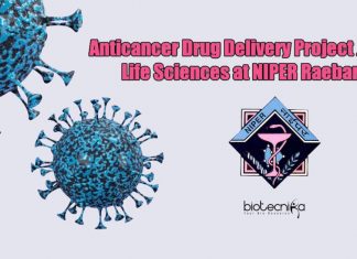 Anticancer Drug Delivery Project Job For Life Sciences at NIPER Raebareli NIPER Raebareli Life Sciences