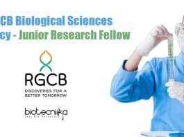 RGCB Biological Sciences Vacancy