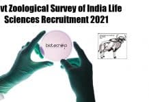 Govt Zoological Survey of India Life Sciences Recruitment 2021 Zoology & Life Science