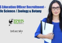 BNHS Education Officer Recruitment – Life Science / Zoology & Botany BNHS Vacancy For Life