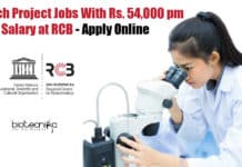 Biotech Project Jobs With Rs. 54,000 pm Salary at RCB – Apply Online Biotech Jobs With
