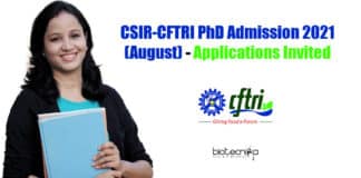 CSIR-CFTRI PhD 2021 Admissions