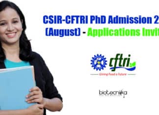 CSIR-CFTRI PhD 2021 Admissions