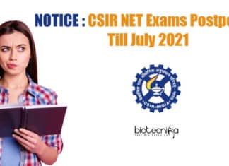 NOTICE : CSIR NET Exams Postponed Till July 2021 CSIR-NET 2021 Postponed