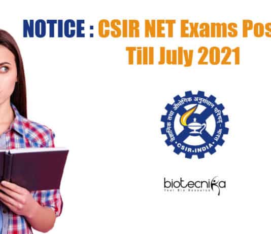 NOTICE : CSIR NET Exams Postponed Till July 2021 CSIR-NET 2021 Postponed