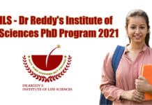 DRILS – Dr Reddy’s Institute of Life Sciences PhD Program 2021 DRILS PhD Program 2021