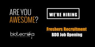 Freshers BDO Job