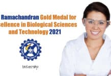 G N Ramachandran Gold Medal for Excellence in Biological Sciences and Technology 2021 G N Ramachandran