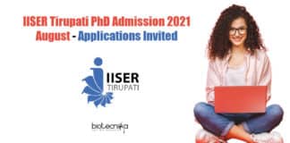 IISER Tirupati PhD 2021