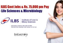 Delhi ILBS Govt Jobs & Rs. 75,000 pm Pay – Life Sciences & Microbiology ILBS Delhi Job