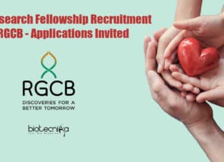 Govt Research Fellowship Recruitment at RGCB – Applications Invited RGCB Vacancies