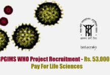SGPGIMS WHO Project Recruitment – Rs. 53,000 pm Pay For Life Sciences SGPGIMS Jobs Life Science