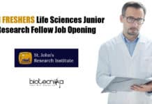 SJRI FRESHERS Life Sciences Junior Research Fellow Job Opening SJRI Jobs