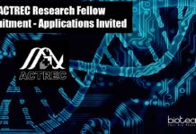 ACTREC Research Fellow Recruitment – Applications Invited ACTREC Research Fellow Recruitment