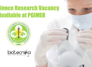 Life Science Research Vacancy Available at PGIMER Life Science Research Vacancy