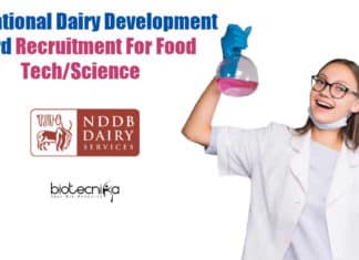 Govt National Dairy Development Board Recruitment For Food Tech/Science NDDB Food Tech Scientist