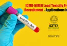 ICMR-NIREH Lead Toxicity Project Recruitment – Applications Invited NIREH Recruitment