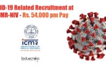 COVID-19 Related Recruitment at ICMR-NIV – Rs. 54,000 pm Pay NIV Pune Jobs