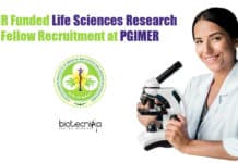 ICMR Funded Life Sciences Research Fellow Recruitment at PGIMER PGIMER Vacancy For Project