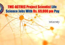 TMC-ACTREC Project Scientist Life Science Jobs With Rs. 69,000 pm Pay TMC-ACTREC Job Life Science