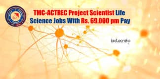 TMC-ACTREC Job Life Science