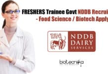 FRESHERS Trainee Govt NDDB Recruitment – Food Science / Biotech Apply Freshers Jobs Biotech