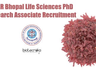 IISER Bhopal Life Sciences PhD Research Associate Recruitment IISER Bhopal PhD RA