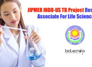 JIPMER INDO-US TB Project Research Associate For Life Sciences JIPMER PhD Life Science