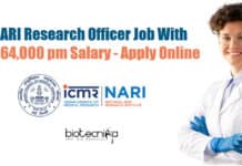 NARI Research Officer Job With Rs. 64,000 pm Salary – Apply Online NARI Research Officer Job