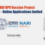 ICMR-NARI HPV Vaccine Project Recruitment – Online Applications Invited NARI SRF Job Opening