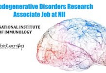 Neurodegenerative Disorders Research Associate Job at NII NII Jobs Biology