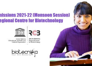 RCB PhD Admissions 2021-22