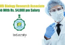 Govt WB Biology Research Associate Job With Rs. 54,000 pm Salary Research Associate Vacancy