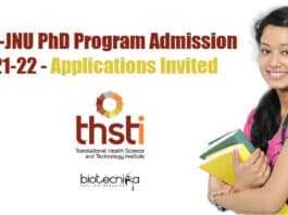 THSTI JNU PhD 2021-22