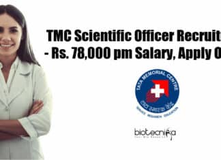 TMC Scientific Officer Vacancies - Online Applications Invited