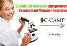 C-CAMP Life Sciences Entrepreneurship Development Manager Recruitment C-CAMP Life Sciences
