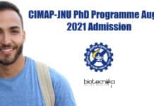 CIMAP-JNU PhD Programme August 2021 Admission CIMAP-JNU PhD